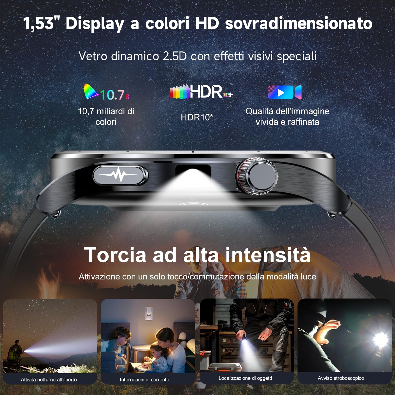 2026 Nuova Smartwatch Uomo con ECG+HRV/ChatGPT AI/Pressione Sanguigna/BMI | 1,53" Orologio Fitness con Chiamate/Torcia LED/Sonno/Acido Urico/Cardiofrequenzimetro/SpO2/Temperatura/SOS, Android e iOS