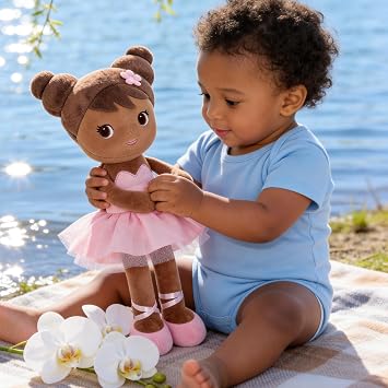 Lazada African American Baby Dolls Gifts Soft Plush Girl Toys Brown Skin 16