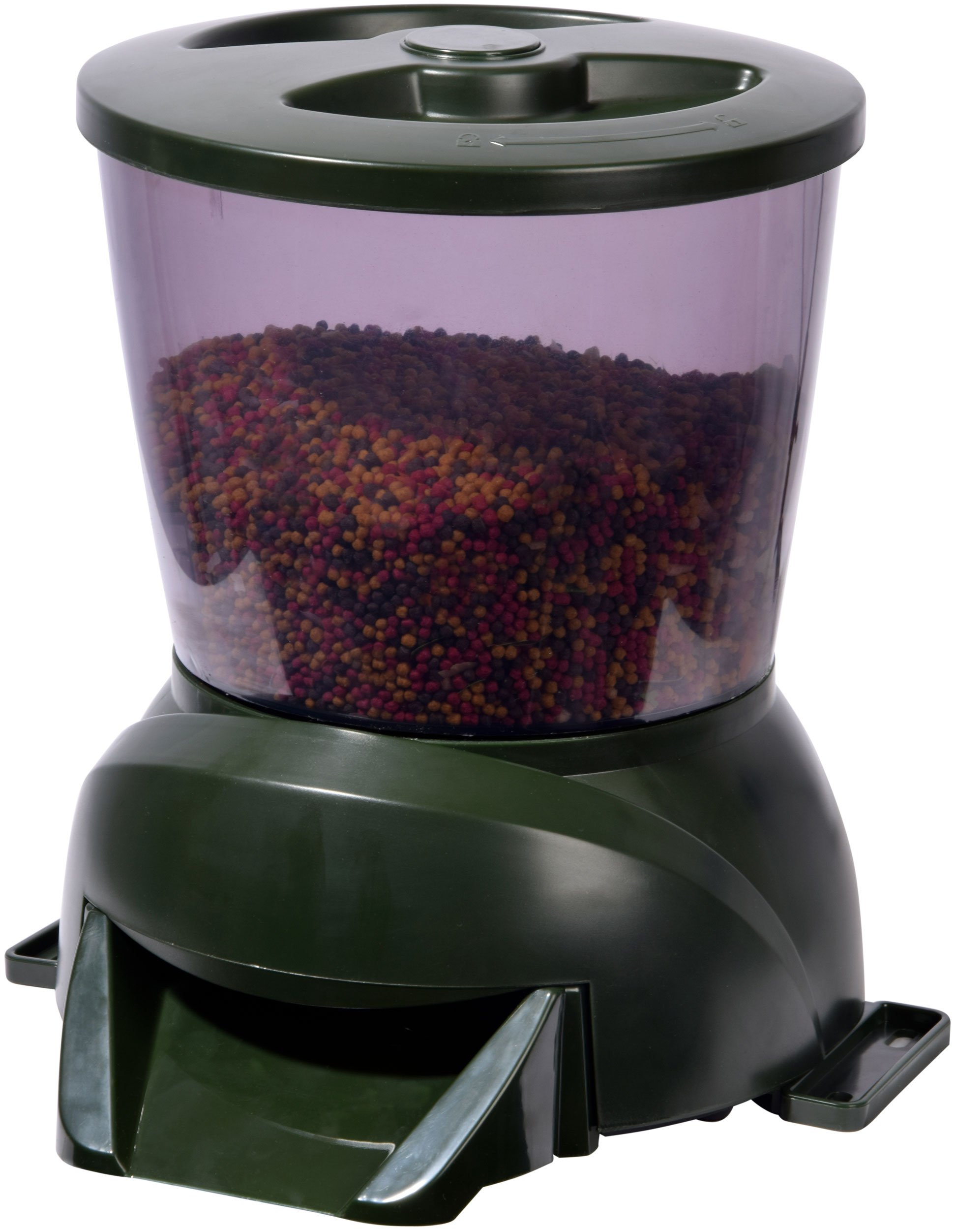 dobar® Programmierbarer Fisch-Futterspender mit LCD-Anzeige für draußen - Automatischer Fish Feeder - 22 x 22,5 x 26,5 cm - Grün
