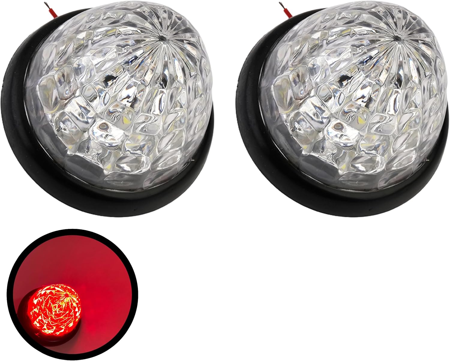 3.5" Inch Diameter 16 LED Round Beehive Cone Watermelon Trailer Side Marker Lights Red Amber Clear Lens Submersible 12V Rear Lights Peterbilt Trucks ATV Motorcycle (Amber, 10 Piece)