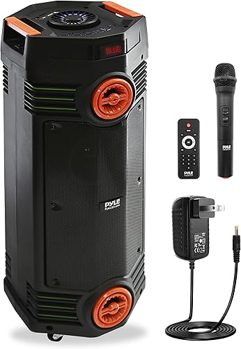 Pyle Altavoz PA portátil Bluetooth de 300 W, con control remoto, doble 6.5 pulgadas, recargable, para interiores y exteriores, sistema de audio de