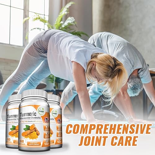 Miniatura 5 de Soporte articular de curcumina de cúrcuma y mezcla de defensa inmune 7 en 1 con bioperina, jengibre, glucosamina, condroitina, MSM, boswellia,