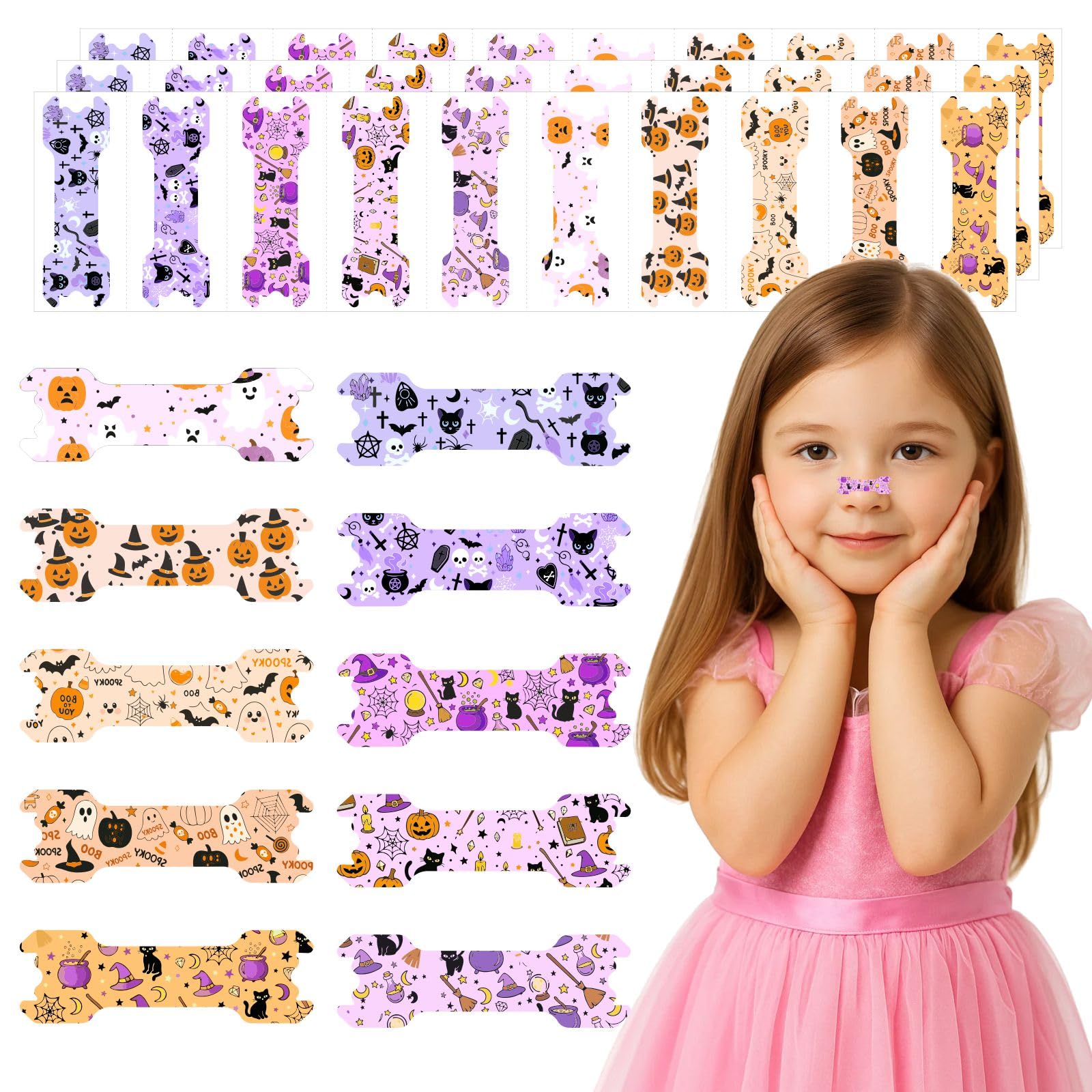 30pcs Extra Small Size Kids Nasal Strips for Breathing Right Kids Nose Strips with Cute Pattern Nasal Strips