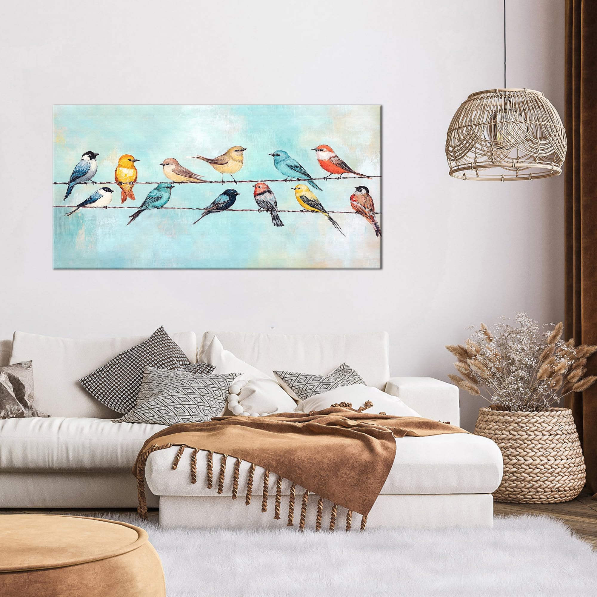 Rustic Bird Canvas Wall Art - Vintage Framed Spring Painting For Living Room, Bedroom, Farmhouse Decor - View #4
