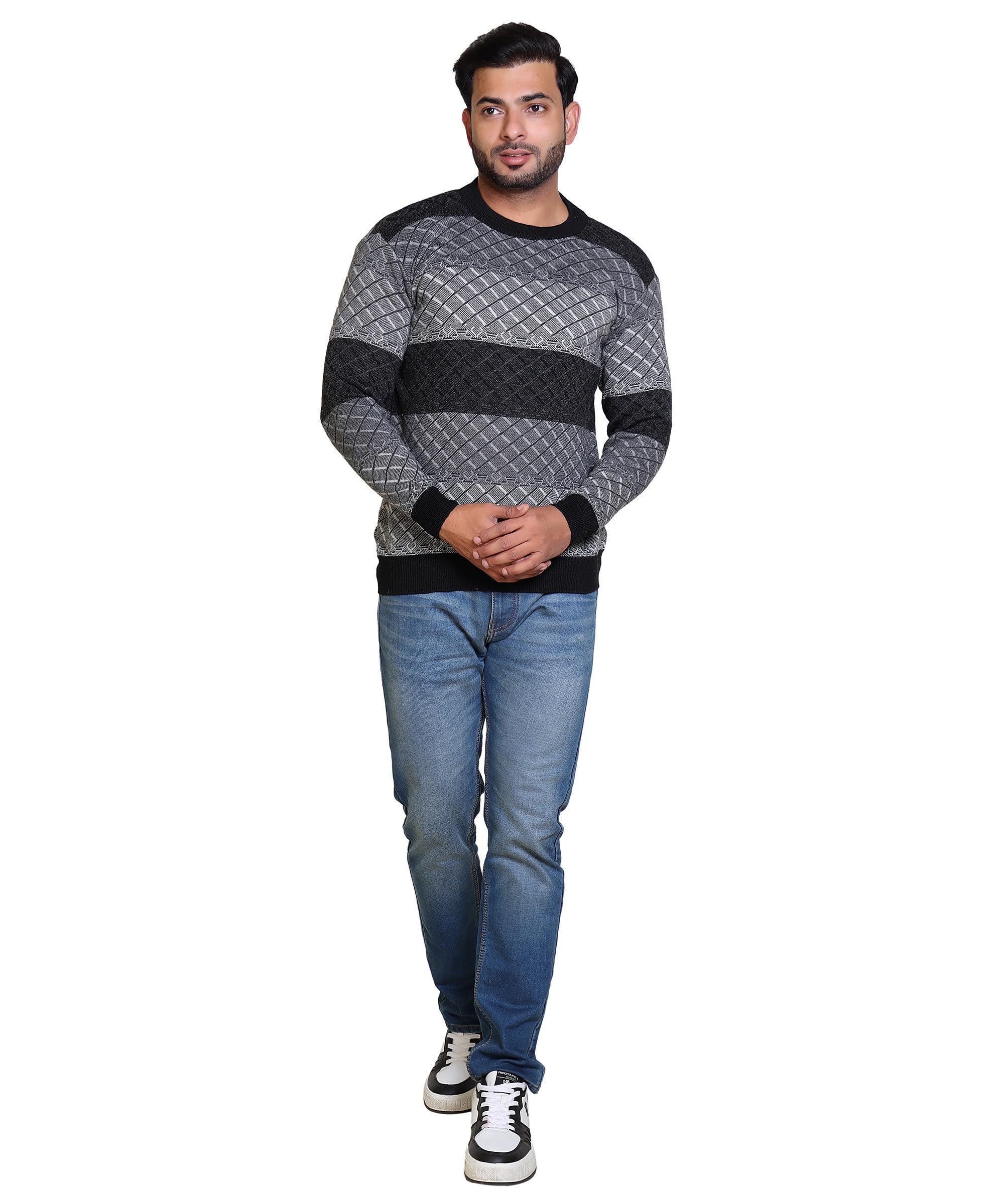grand line Men's Acrylic Woolen Sweater Regular Fit Sweater Winter Wear Round Neck Full Sleeve Solid Sweater for Men's | Suitable Size is Medium and Large | Multicolor | GL/Men Sweater/26-picture-16