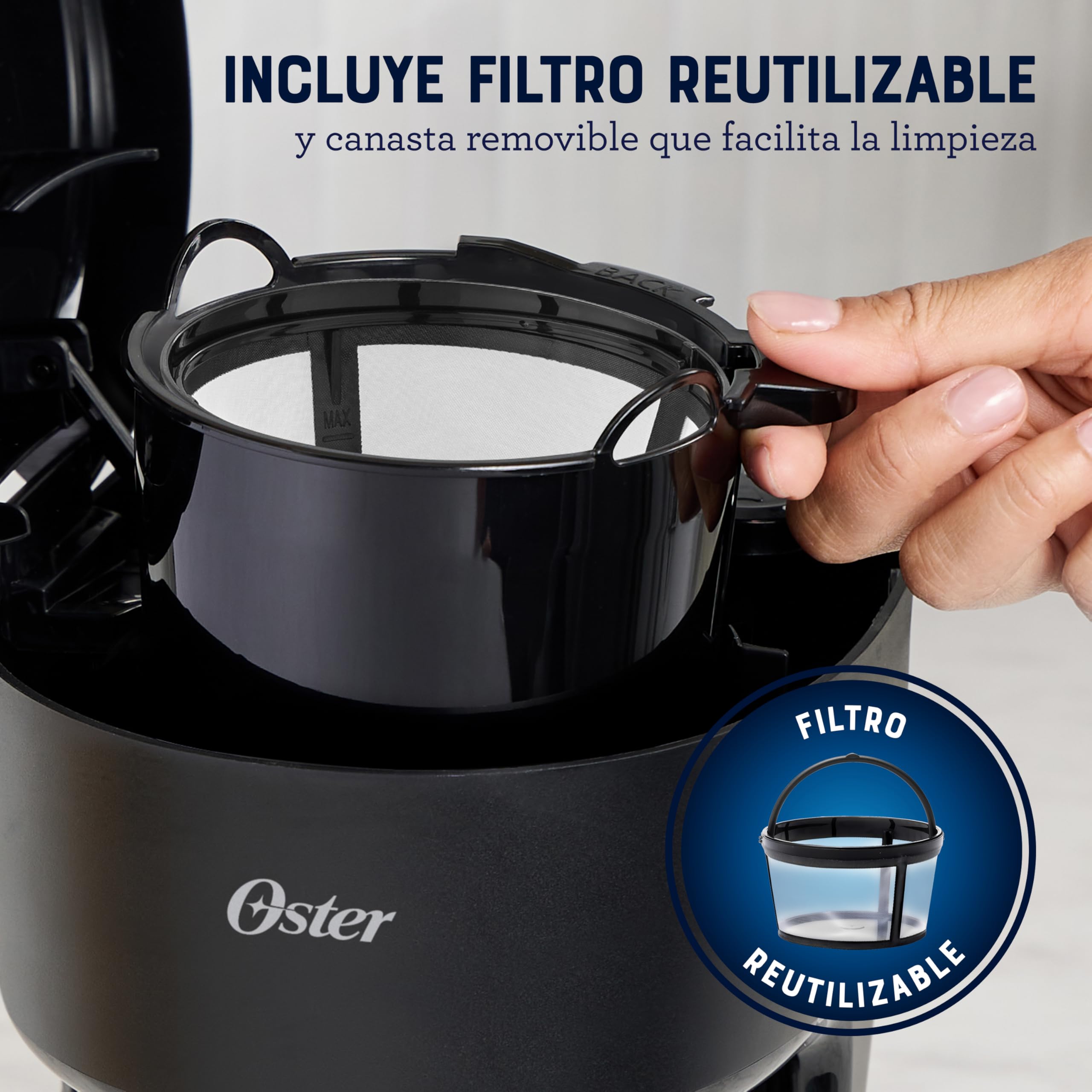 Oster Coffee Maker, 5 Cup Capacity with Reusable Filter, On/Off