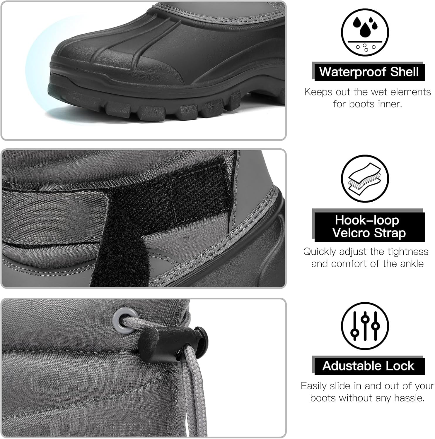 Kricely Men's Snow Boots Waterproof Non-Slip Outdoor Hiking Athletic Warm Fur Boot Comfortable Causual Cold-Weather Boots - Image 5