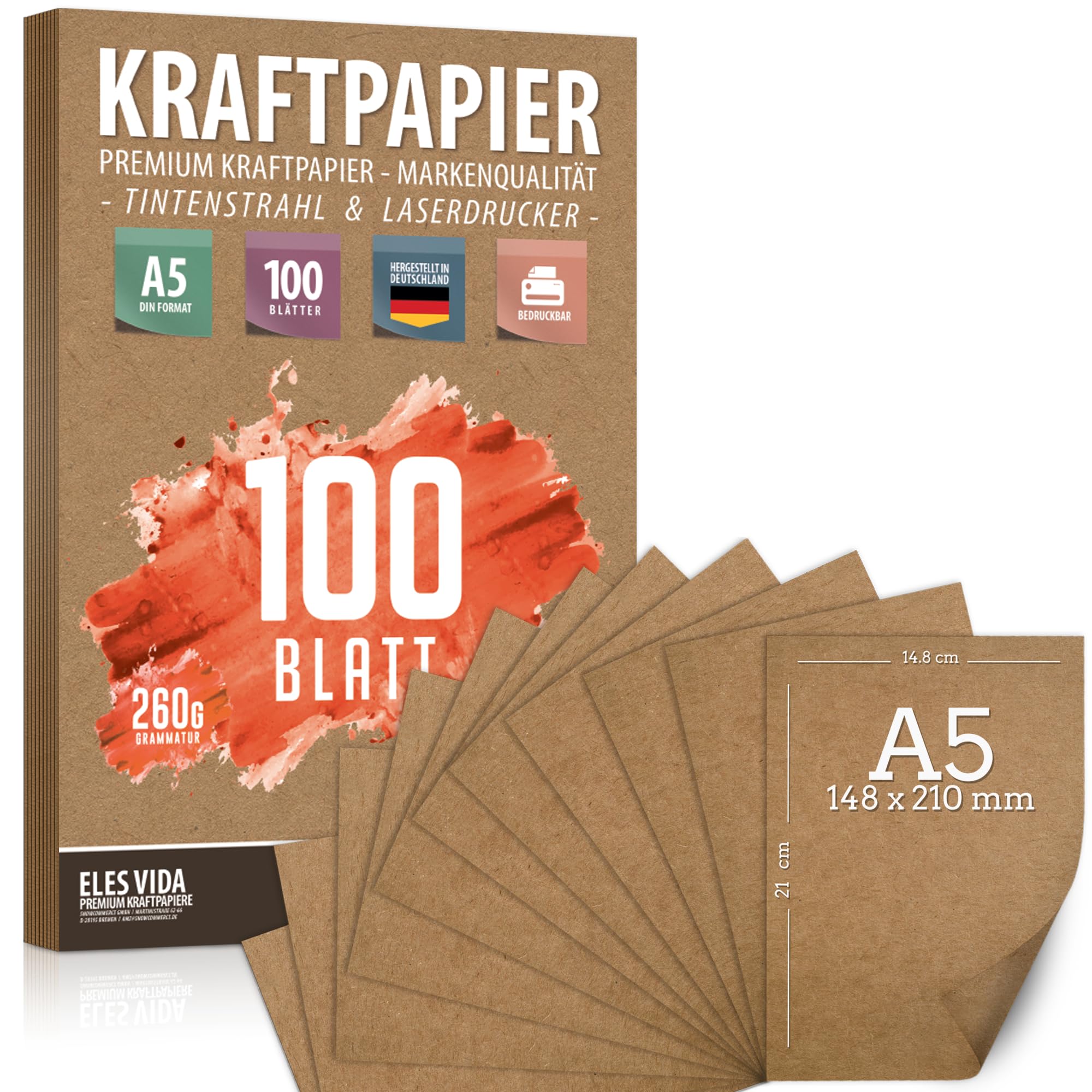 Carta Premium A5 260g 14,8x21 cm DIN 100 fogli per fai da te, regali, etichette