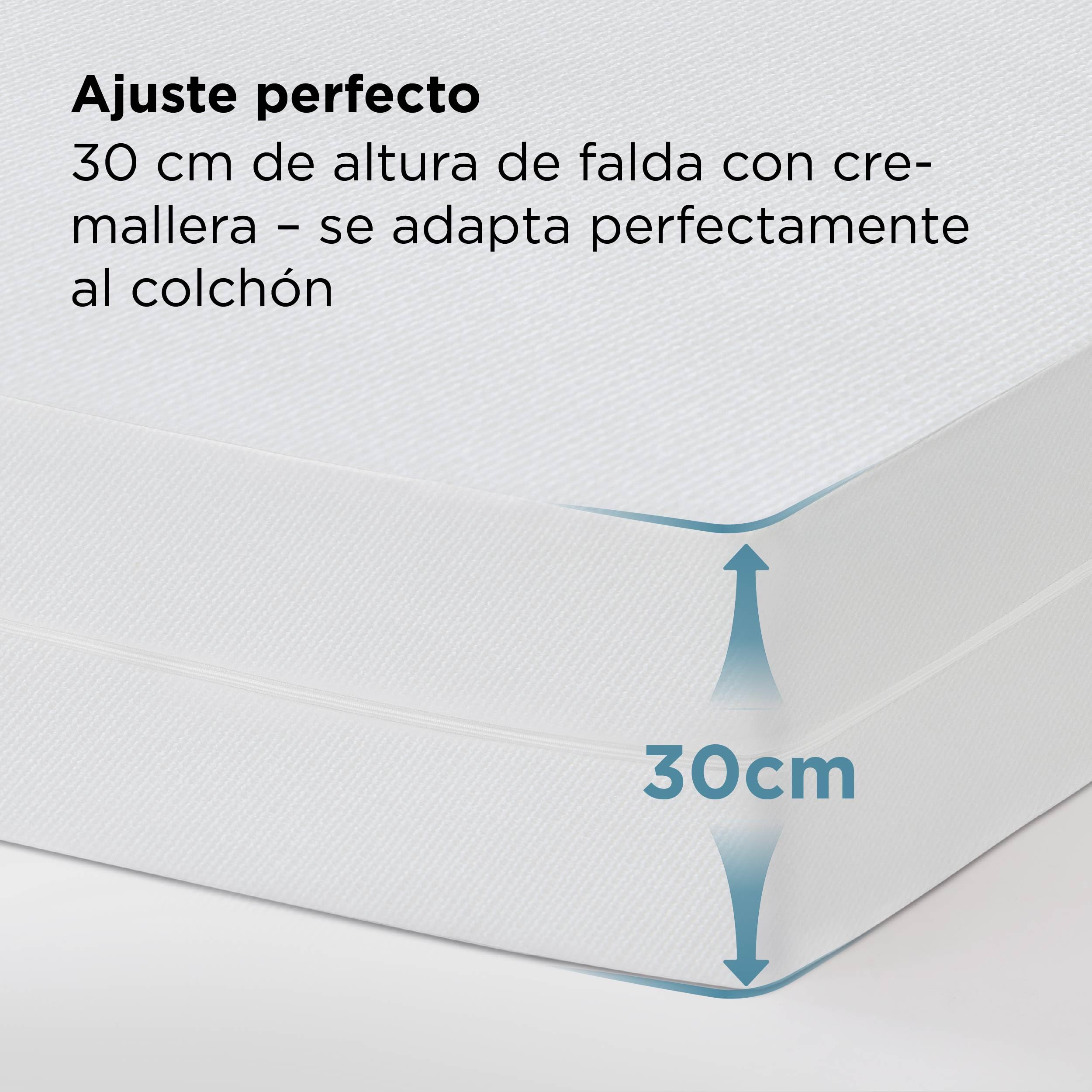 BEDSURE Protector de colchón 140 x 190 x 30 cm, Resistente al Agua contra ácaros y chinches, protección contra la Humedad, protección contra alérgicos, Lavable a 40°, Antideslizante