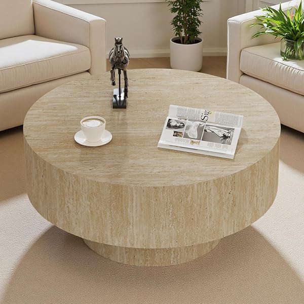 Embossed Round Drum Coffee Table