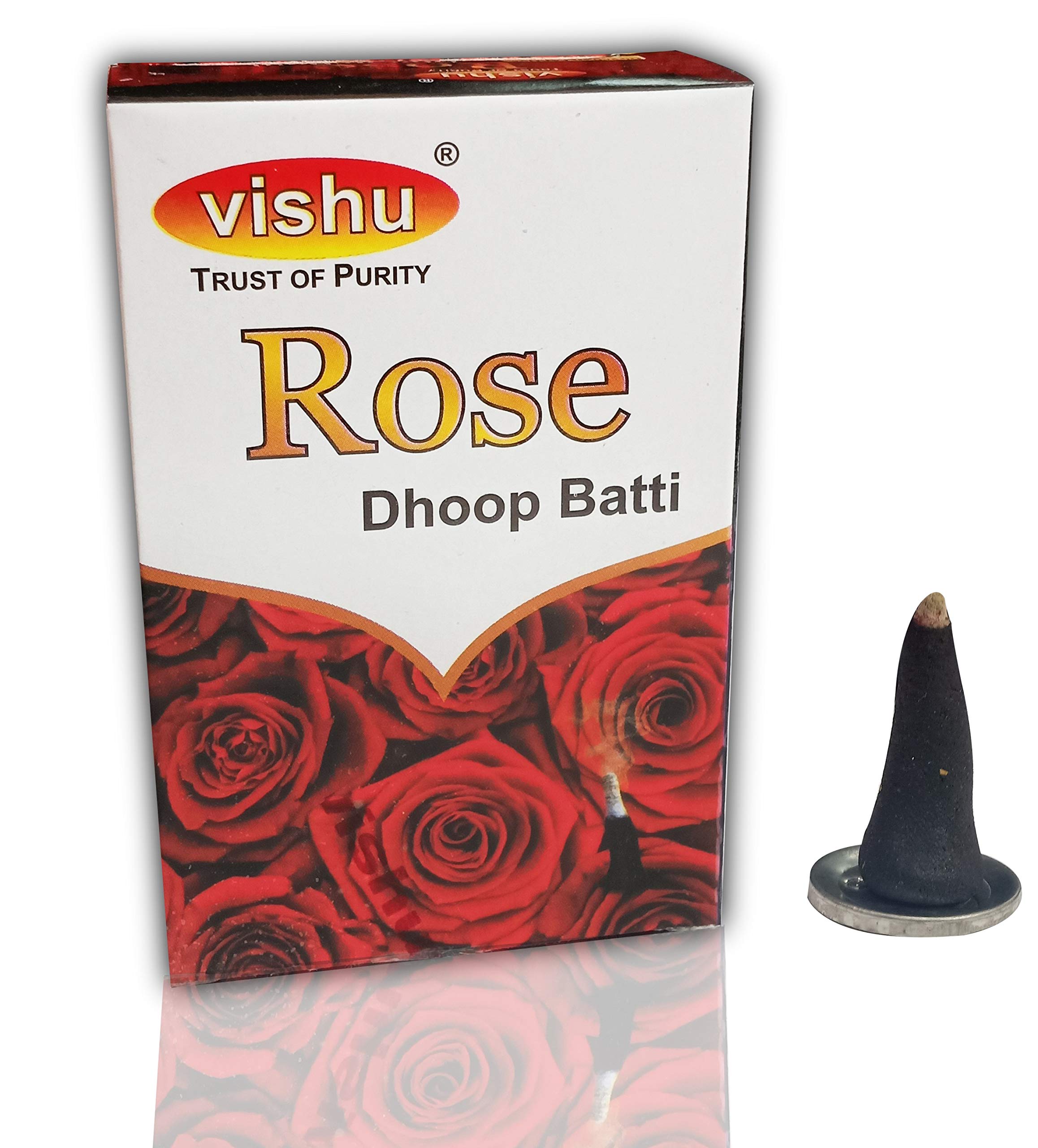 SP Vishu Rose Incense Dhoop Batti | Rose Dhoop Cone | Rose Dhoop Batti for Puja, Holy Rituals, Hawan | dhoop Batti - Pack of 12 (240Sticks)
