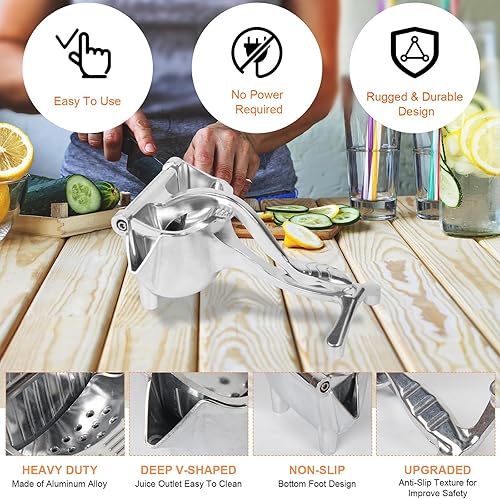 Miniatura 3 de ImpetusbeNoblecalm, exprimidor de mano, exprimidor de aleación de hidrógeno, exprimidor manual de prensa manual para limón, naranja, lima, pomelo y