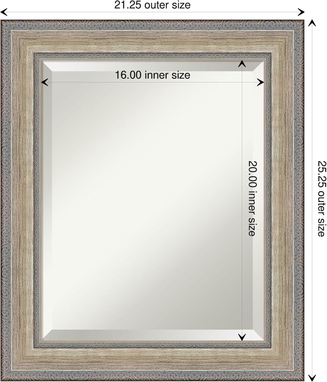 Amanti Art Bathroom Mirror for Over Sink, Vanity Mirror, Wood Frame, Hangs Horizonally and Vertically, Bathroom Wall Decor, Beveled Edge