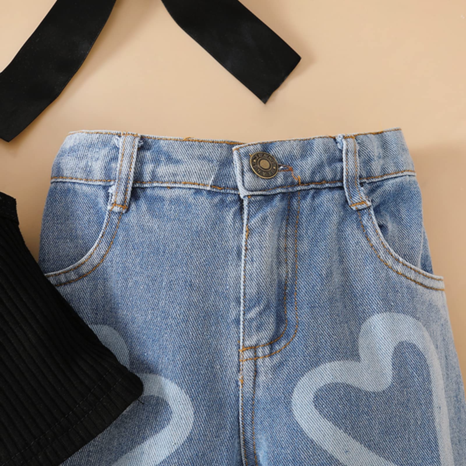 Fanvereka Trajes de verano para niños y niñas pequeñas, camiseta sin mangas, pantalones vaqueros, ropa de primavera