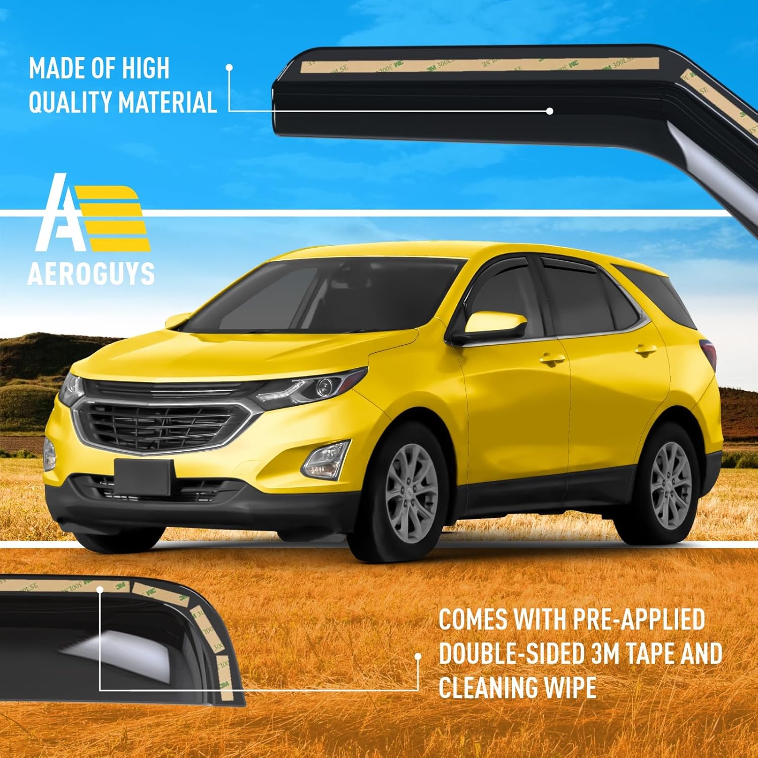Extra Durable Window Deflectors in-Channel Window Visors Rain Guards Fit for Chevrolet (Chevy) Equinox 2018-2024, Sun Visors, Wind Vent for Shades, Exterior Car Accessories - 4pcs. AG0008