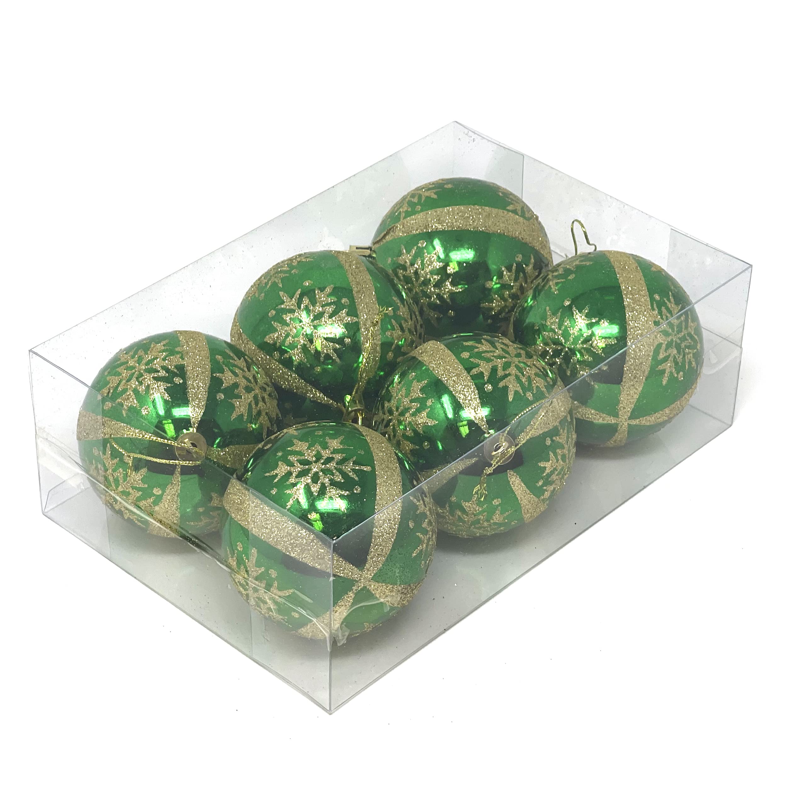 Allgala 6-PK 3 Inch Luxury Glitter Rich Decoration Christmas Tree Ornament Balls (Green)