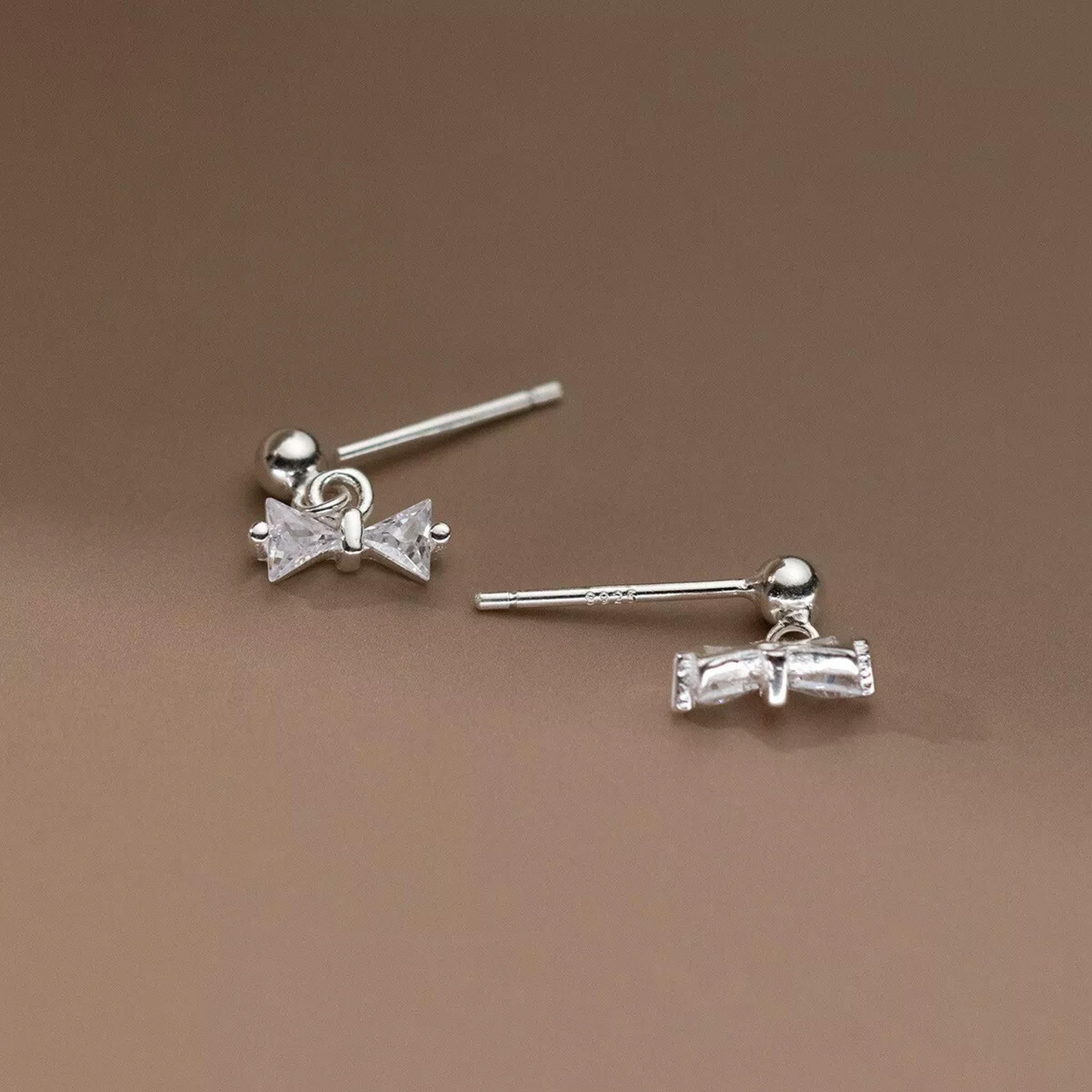 YCTTKDD 925 Silber Ohrstecker Zirkonia Kleine Schleife Damen Mädchen