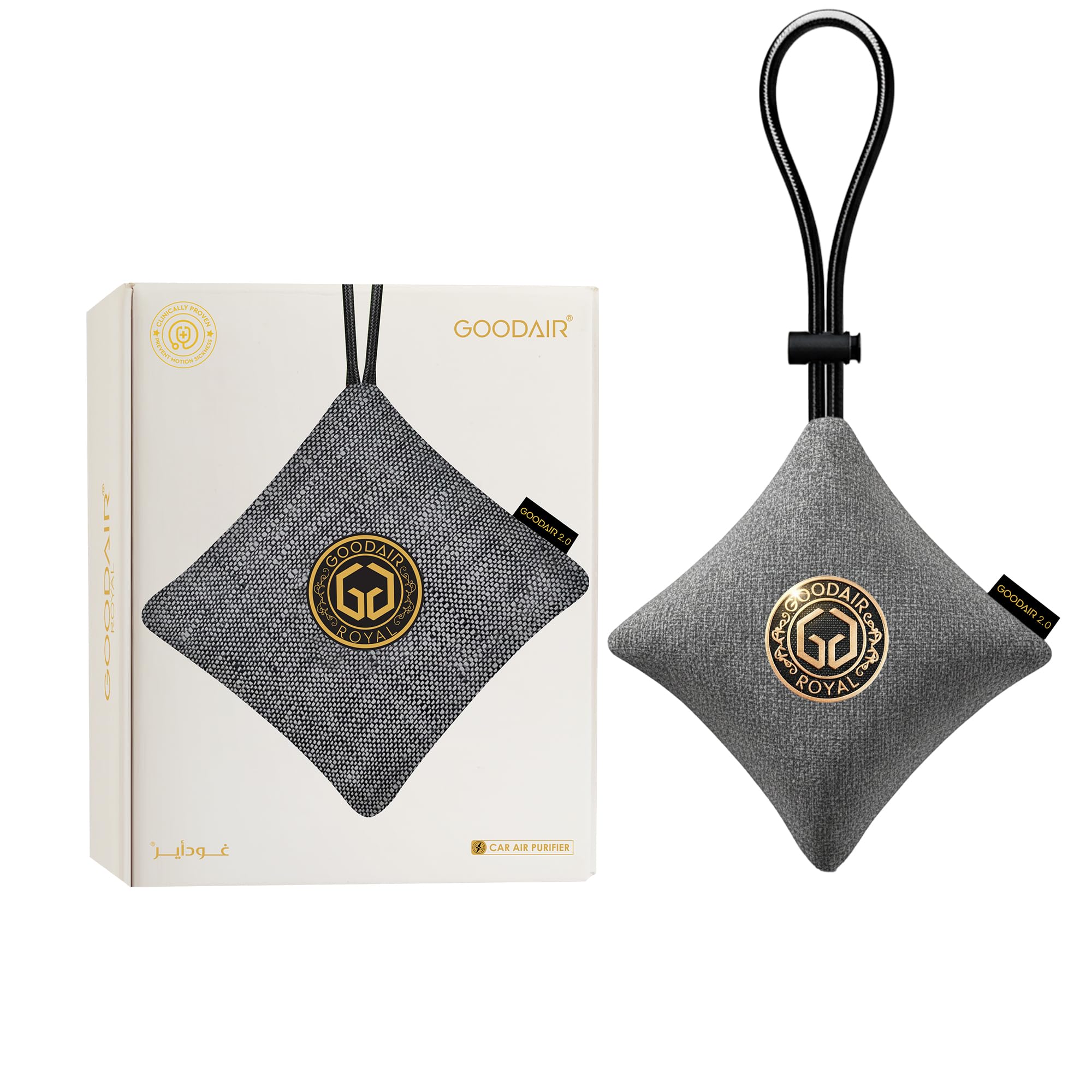 GOODAIR Royal Premium Impregnated Activated Carbon Car Air Purifier Non-Electric, Odor Eliminator, Moisture Absorber, Compact and Elegant Silver