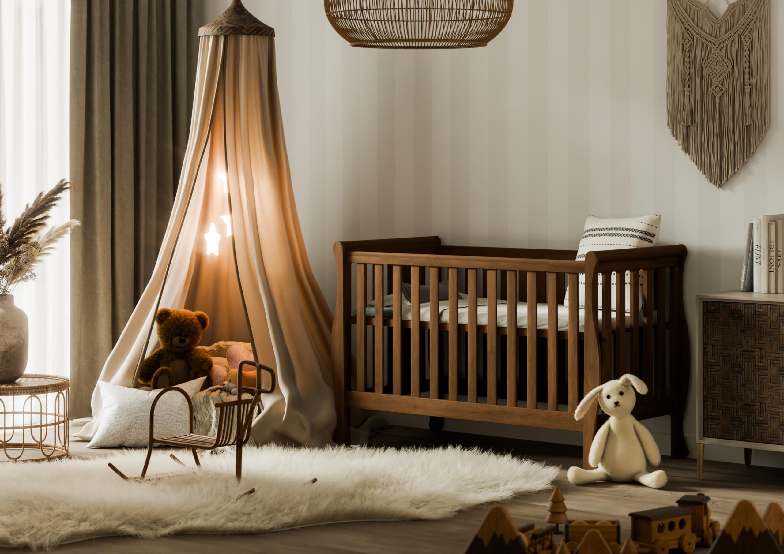 Cuna Gala 120x60 cm – Elegante Cuna Blanca con Barrera extraíble – Convertible en Cama de día, Fabricada en Madera de Pino y MDF