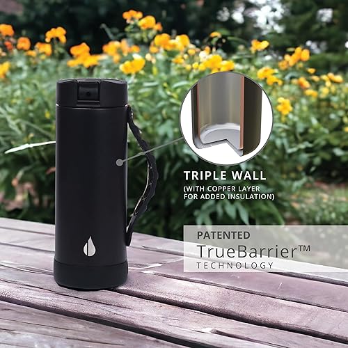 Miniatura 4 de Elemental - Botella de agua Iconic aislada para niños con tapa de popote y asa antiestrés con pop-it, a prueba de fugas, botella de agua de acero