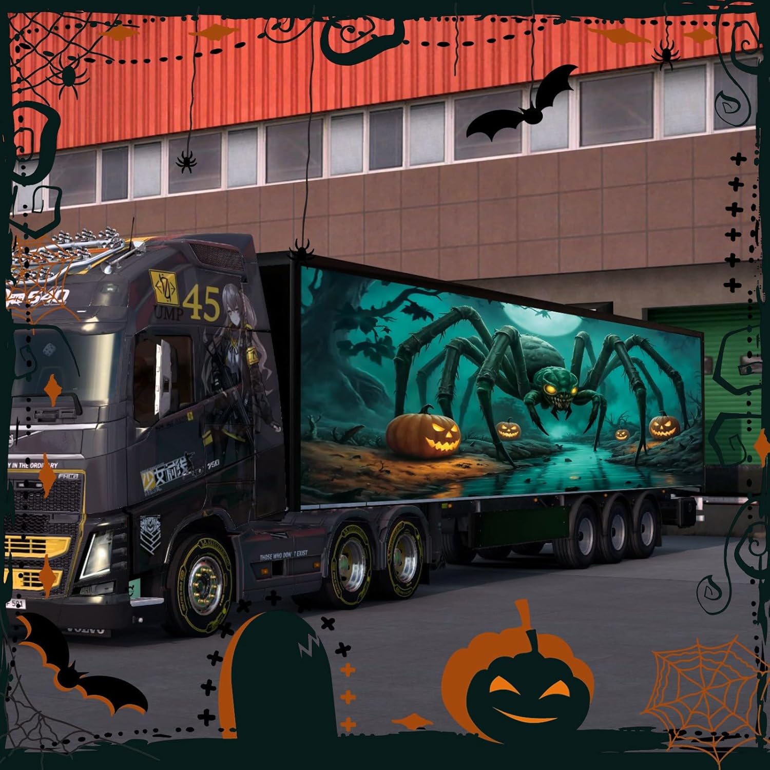 Black Terrifying Halloween Theme Horror Garage Door Banner Giant Scary Spider Cover Garage Banner Spooky Atmosphere Scary Party Banner Decoration, 192.13" x 82.68"