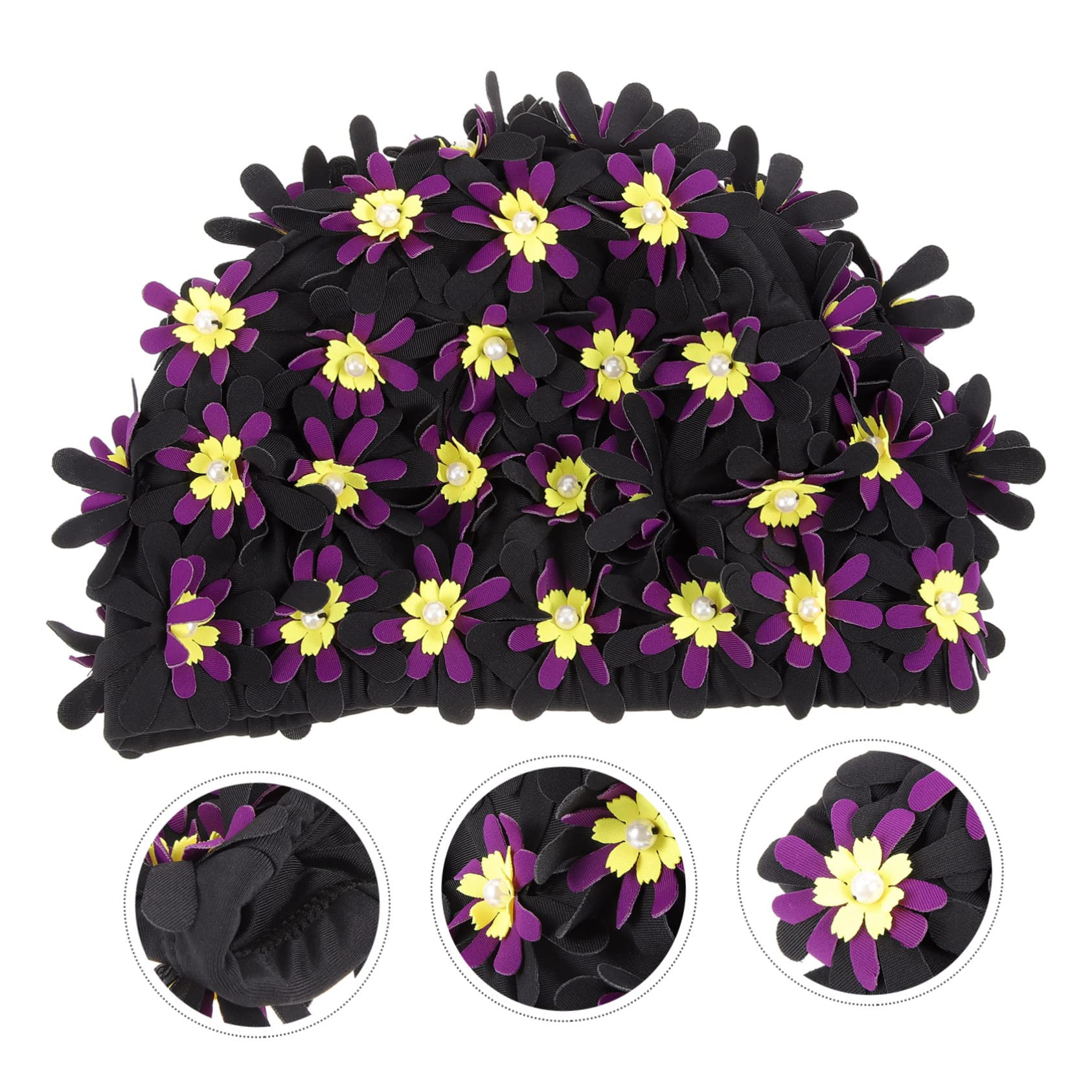 TOYANDONA Aumentar El Sombrero De Natación De Flores Gorro De Baño De Tela para Mujer y Adulto Gorra De Mujer Gorro De Baño Chicas Nadar Largo Tapa Gorra De Baño Poliéster