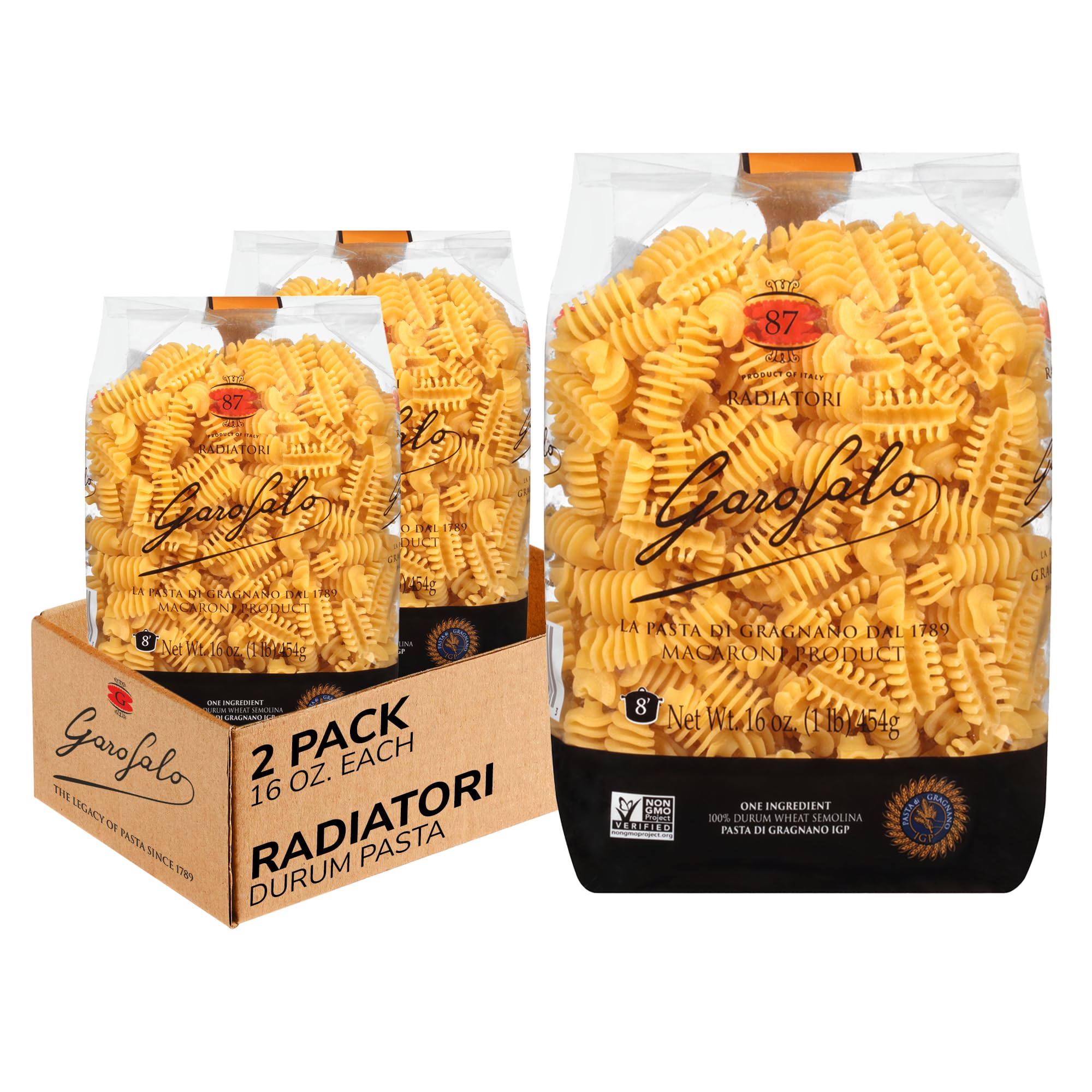 Garofalo - Premium Durum Wheat Semolina Radiatori Pasta Italian Made, Bronze-Drawn, Al-Dente, One-Ingredient Pasta (2 pack)