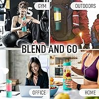 Vista 6 de Zulay Kitchen Licuadoras personales de 18 onzas que trituran el hielo, licuadora de viaje inalámbrica recargable por USB-C, licuadora portátil