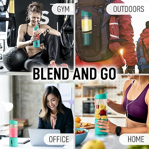 Miniatura 6 de Zulay Kitchen Licuadoras personales de 18 onzas que trituran el hielo, licuadora de viaje inalámbrica recargable por USB-C, licuadora portátil de