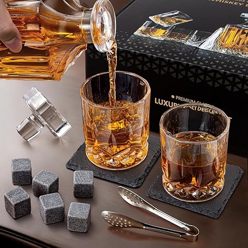 Miniatura 2 de LIGHTEN LIFE Juego de decantador de whisky con accesorios de barra, decantador de whisky de cristal y juego de vidrio en caja de regalo, juego de