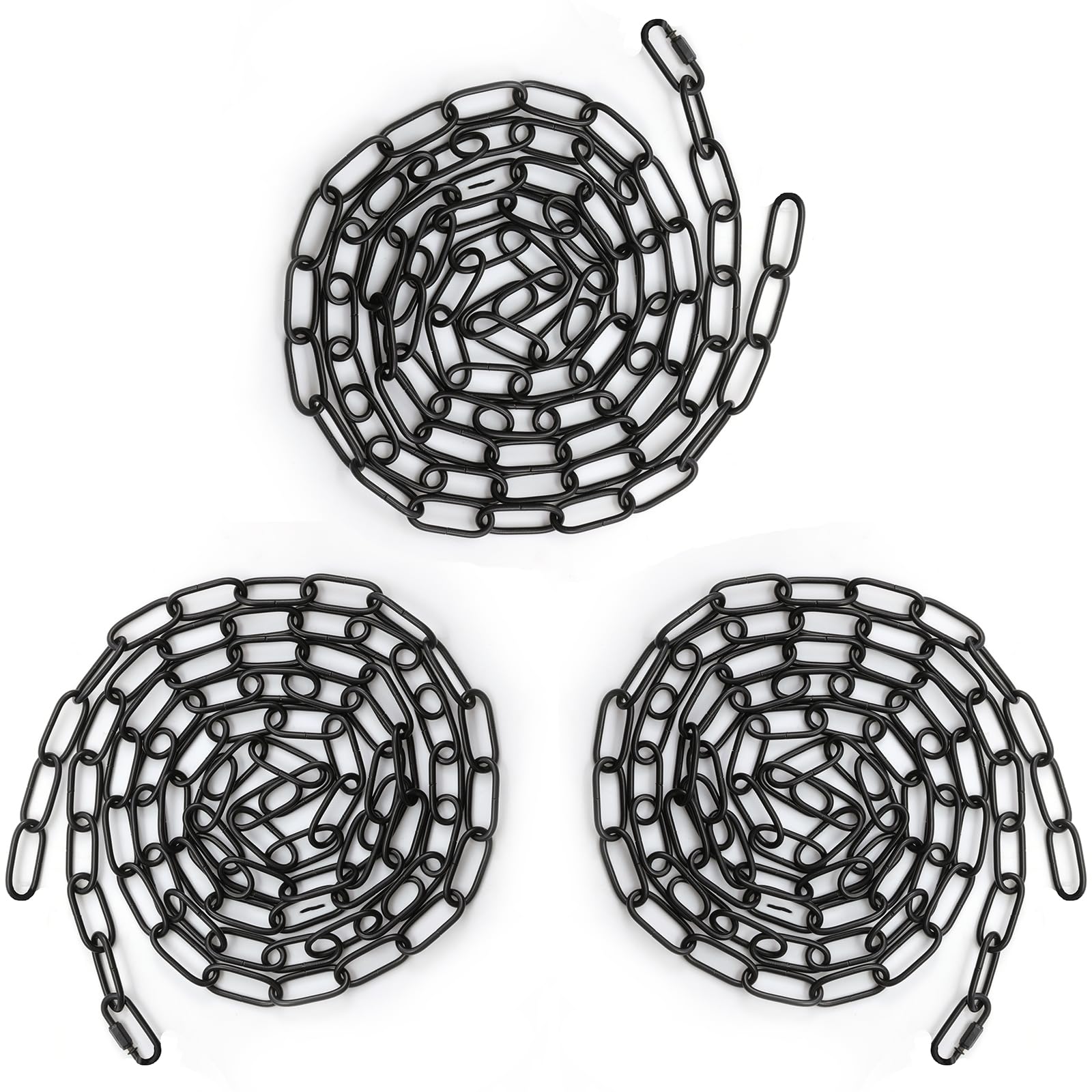 Paquete de 3 cadenas de araña de color negro de 5 pies, cadena de lámpara resistente para colgar lámpara colgante de techo