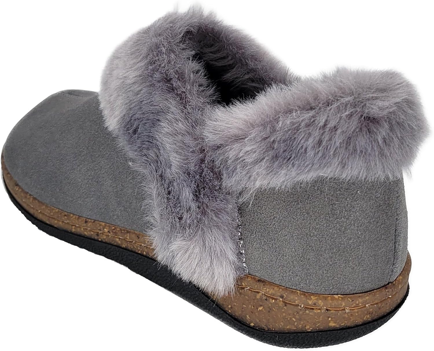 Clarks Womens Suede Leather Ankle Bootie Slipper JMH2034 - Plush Faux Fur Lined - Indoor Outdoor House Slippers For Women - Image 4