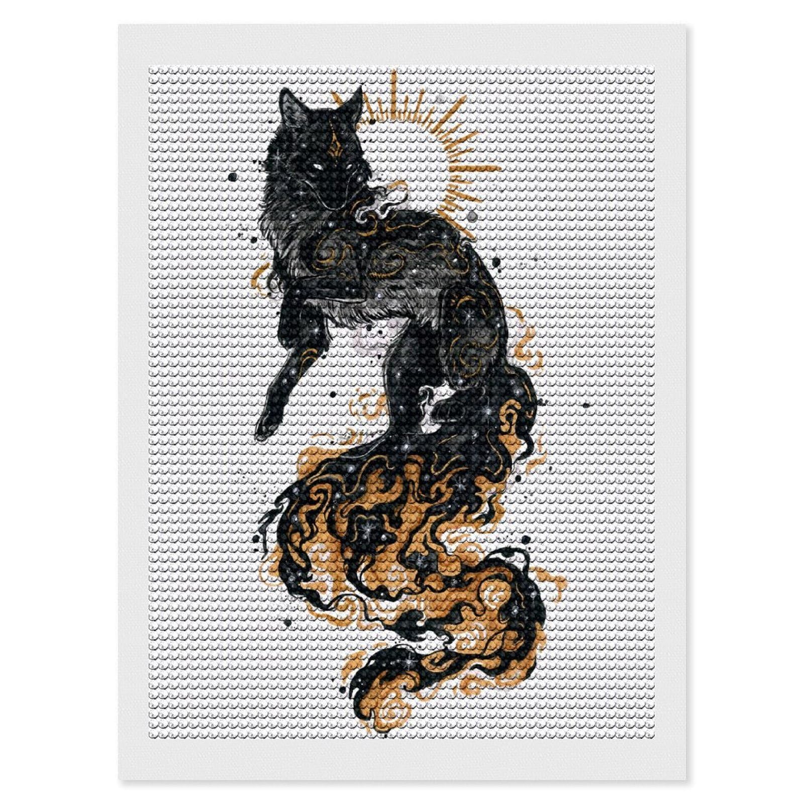 Junmoney Fox Fires Round Drill Diamond Painting 12"x16", Satisfying Creative Project, Complete Accessories, Printed Canvas