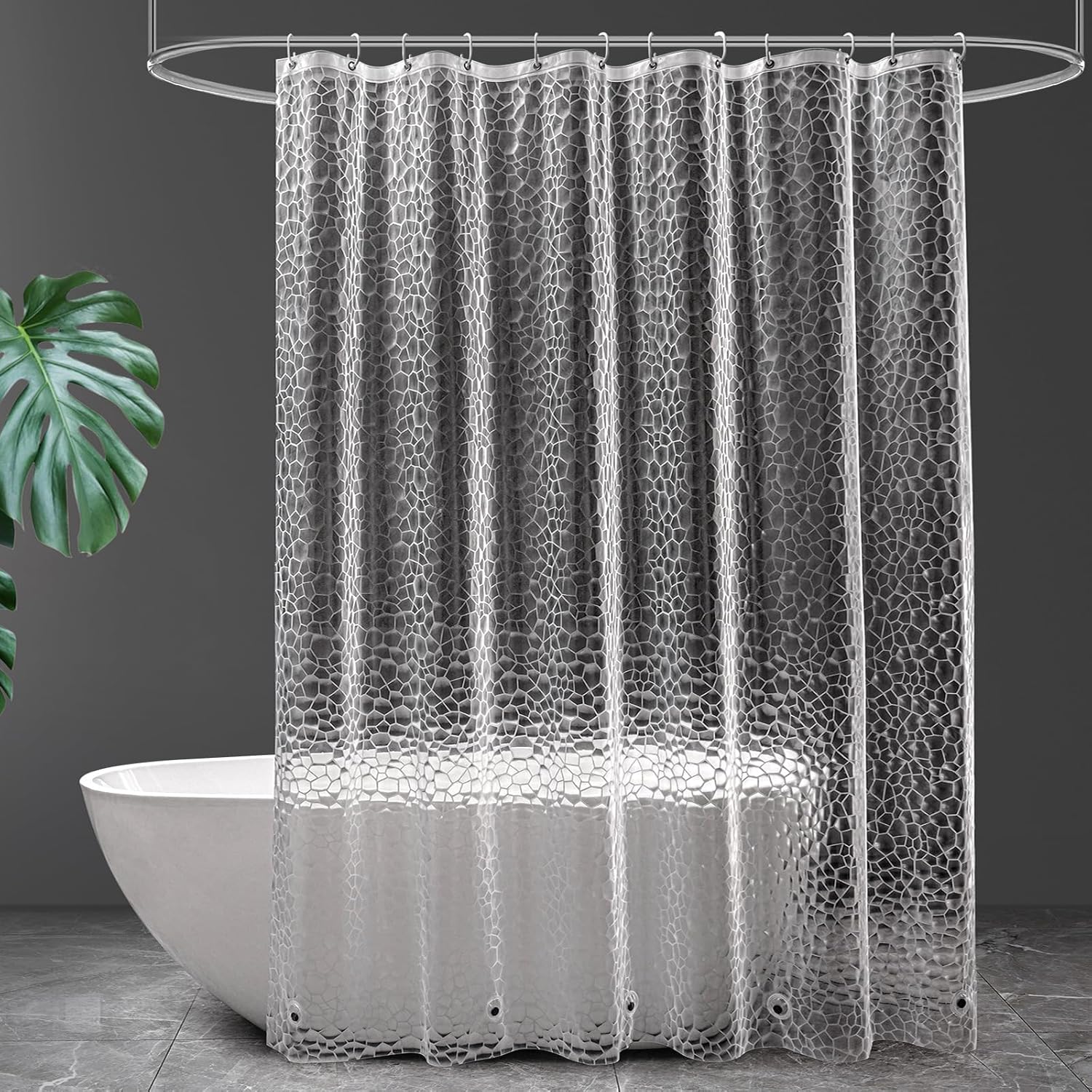 UFRIDAY 3D Cube Clear Shower Curtain Long Shower Curtain