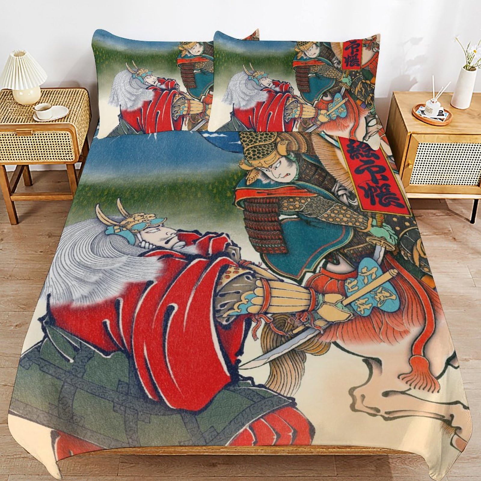 Amazon｜戦国武将 真田幸村 伊達政宗 浮世絵 ベッド3点セット 布団