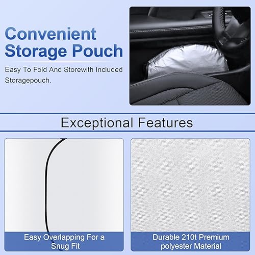 Miniatura 3 de JUSTTOP Parasol plegable para parabrisas de 2 piezas, 210T, material de poliéster reflectante plateado (mediano, 27.9 x 31.1 pulgadas)