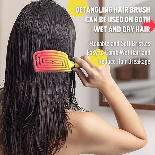 Miniatura 3 de Cepillo desenredante de cabello con cerdas ultra suaves, diseño ventilado de secado más rápido, separa suavemente los enredos, cepillos de peinado