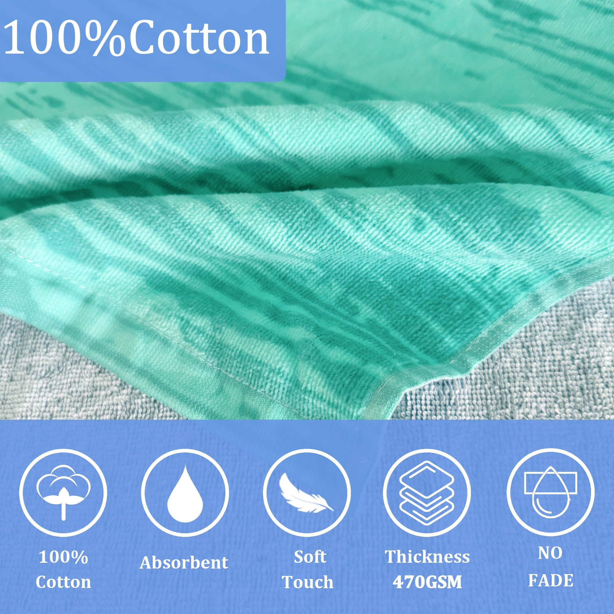 VOOVA & MOVAS Poncho-Handtuch für Jugendliche (8–16 Jahre), weiche, saugfähige Baumwolle, Kapuzenhandtuch, Bademantel, vielseitiger Strand-, Pool-, Schwimm- und Badevertuschung, Blau und Aquamarin