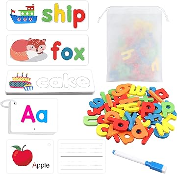 Sunarrive Alphabet abc Sight Word Flash Cards - Educational Montessori Board Games - Preschool Learning Activities Toys for Toddlers Age 2 3 4 5 Years ...