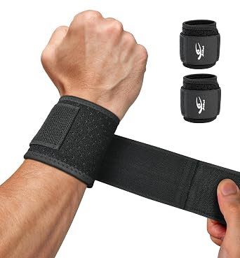 HiRui Wrist Brace 2 PCS - Adjustable Compression for Carpal Tunnel Arthritis Tendonitis Sprain Pain Relief | Wrist Support Wrist Wraps for Both Hands, Ideal for Sports & Gym Workouts Black