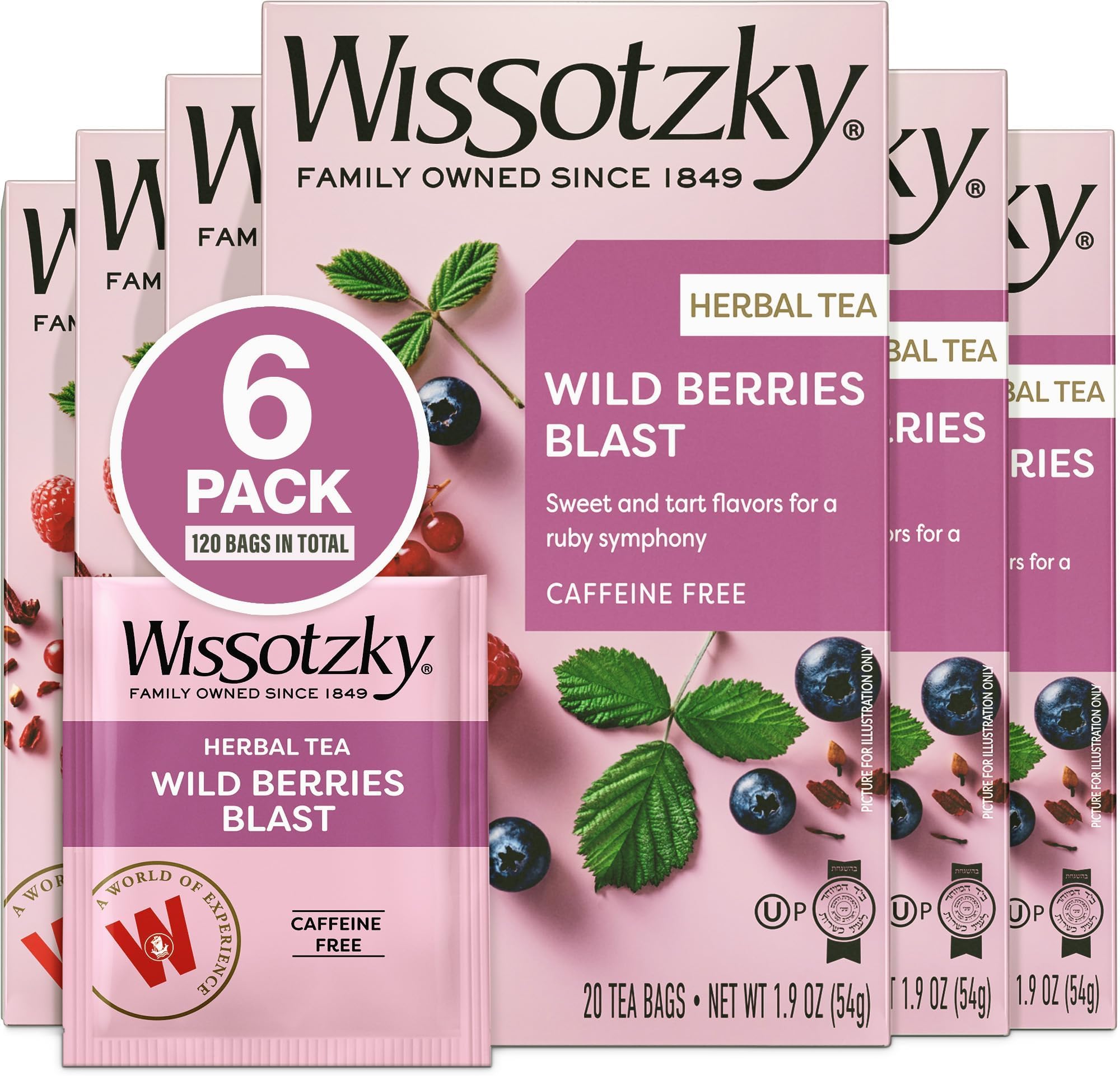 Wildberry Blast Herbal Tea (6 Pack - 120 Tea Bags) | Berry Blend | Caffeine Free Tea
