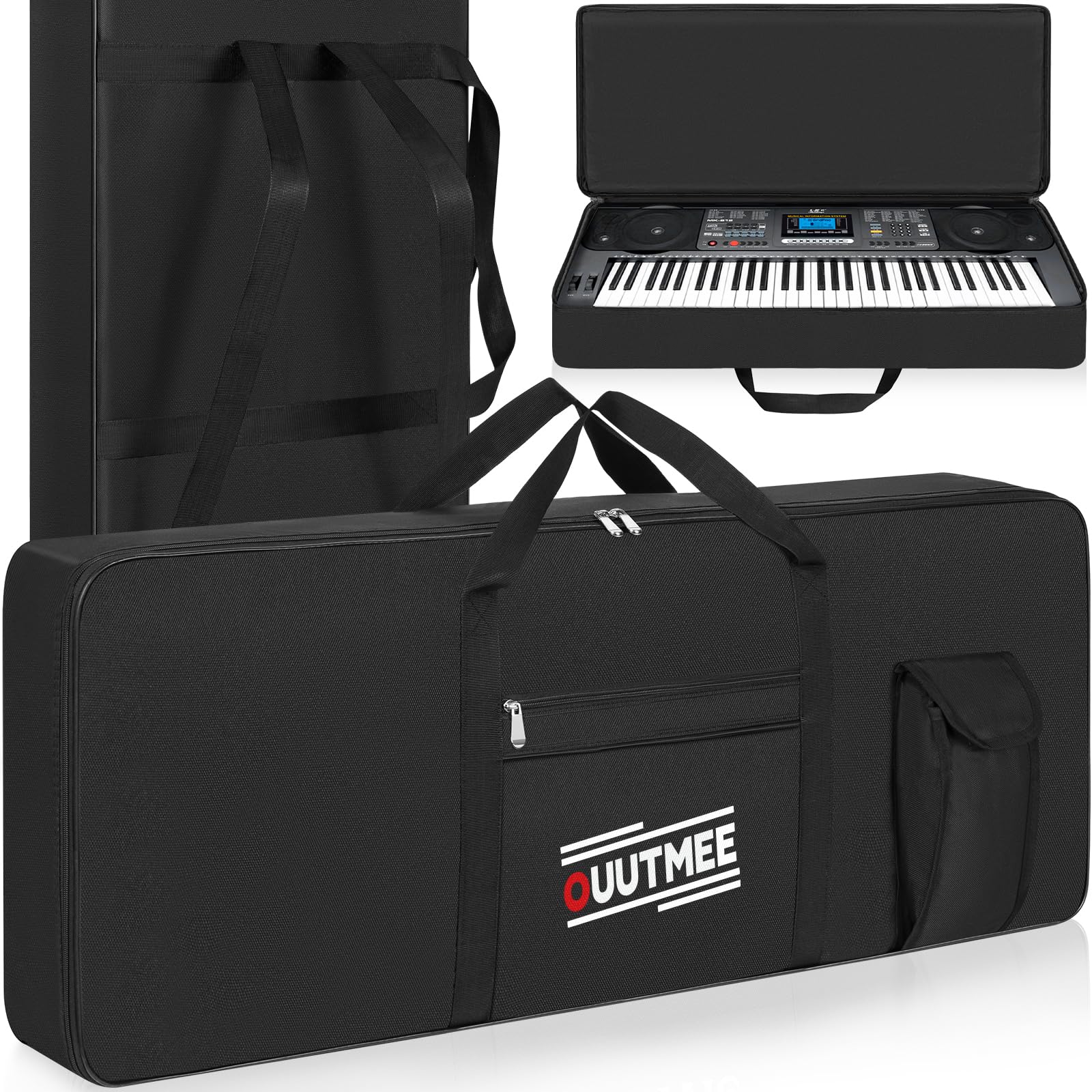OUUTMEE Borsa per Tastiera a 61 Tasti, Due Modalità di Trasporto, 103 x 40 x 13 cm, Borsa per Pianola in Tessuto Oxford Impermeabile 600D, Colore Nero