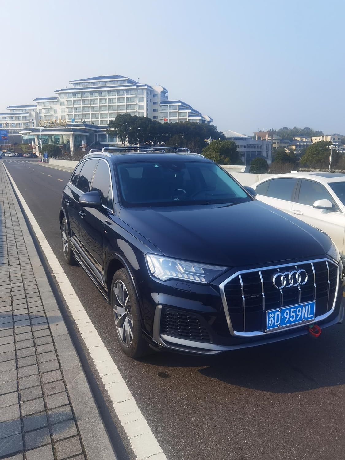 2PCS Stainless Steel Crossbar Fit for Audi Q7 2016-2025 Roof Luggage Cargo Heavy Duty Cross Bar Carrier Rack Rail Racks Chrome