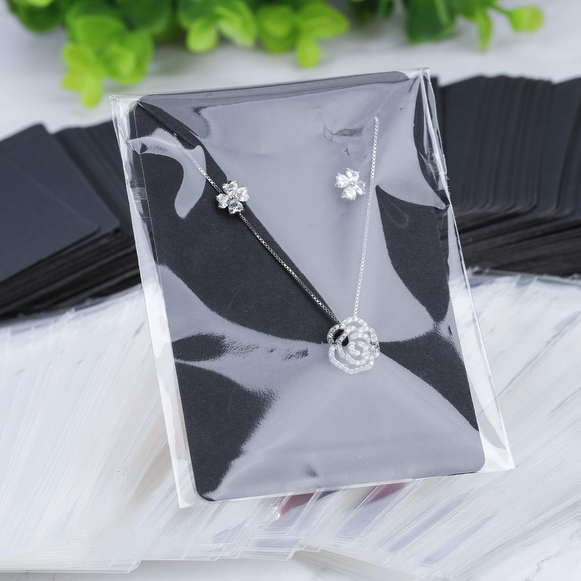 Tarjetas de Pendientes Papel Kraft Tarjetas Exhibición de Joyería con Bolsas Autoadhesivas para Exhibición de Aretes Collar Joyas 300 Piezas