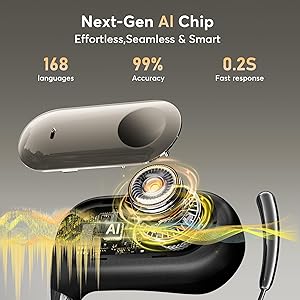 MOZC AI Translation Earbuds Real-Time 168 Languages Translator Earbuds, 4-in-1 Translation Device, 50H Playtime with OWS Touch Screen, Bluetooth 5.4 Translate Headphones for Travel, Business, Learning