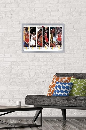 Miniatura 2 de Trends International Michael Jordan - Póster de pared de campeonatos, 14.72 x 22.37 pulgadas, versión enmarcada plateada