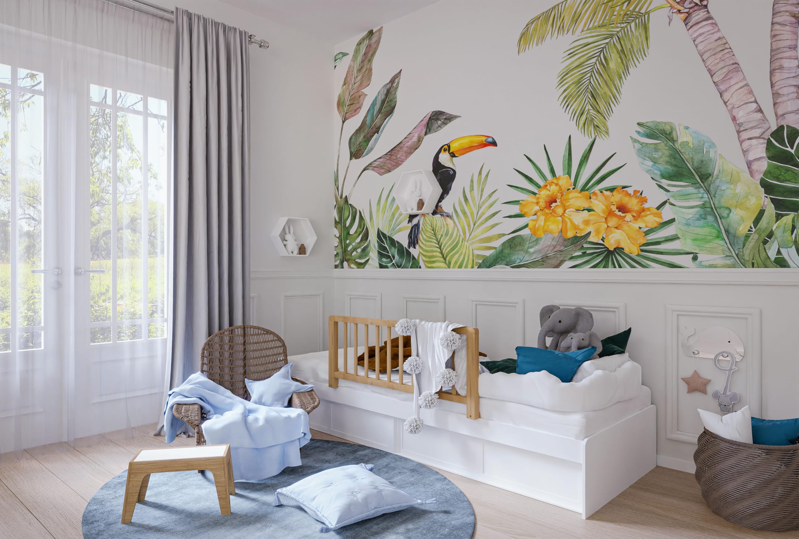 Barrière de Lit Enfant 90 cm Bois Naturel