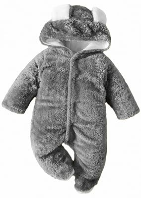 BRANDONN Unisex Baby Flannel Reversible Jumpsuit Panda Style Cosplay Clothes Bunting Outfits Snowsuit Hooded Romper Outw
