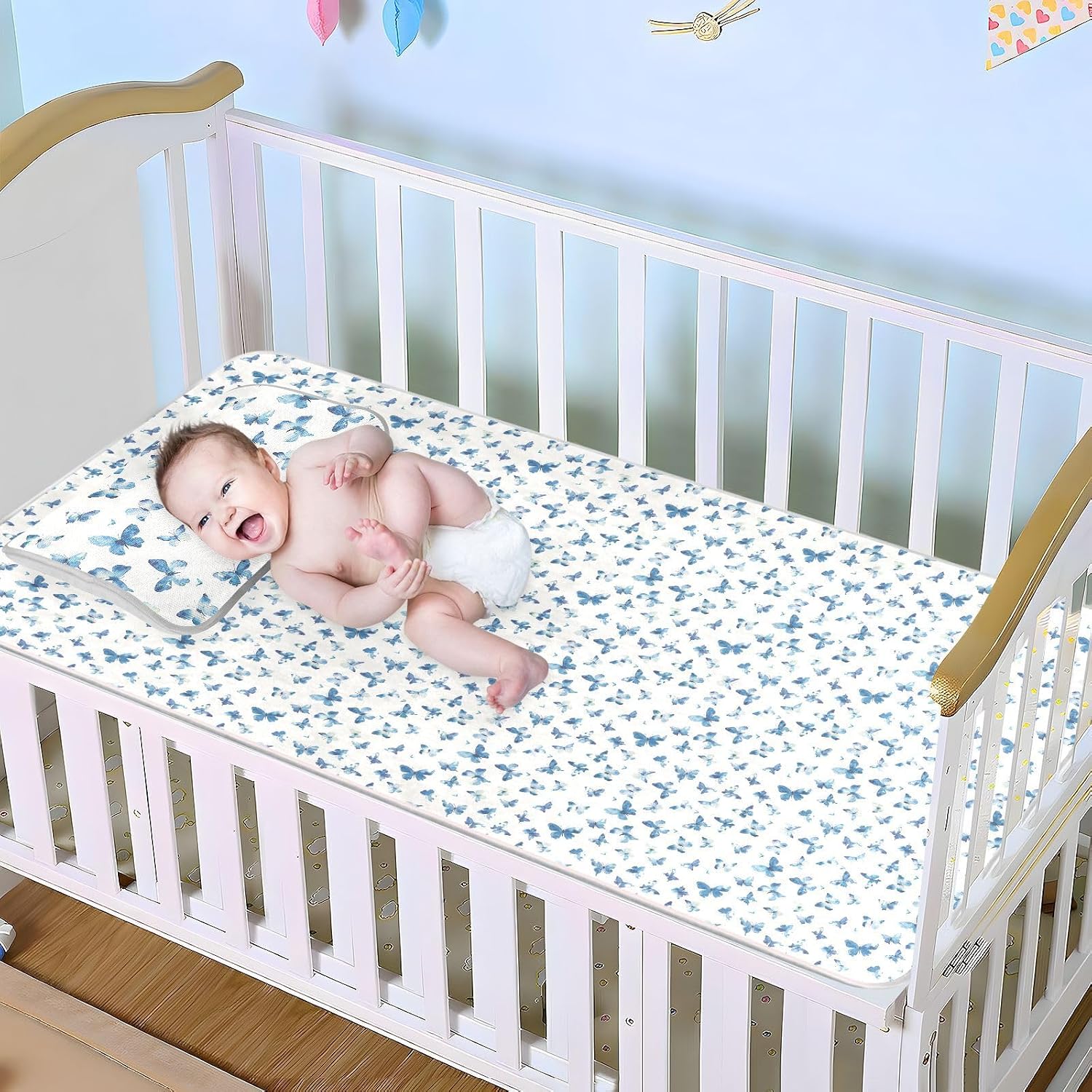 Crushed Butterflies Cooling Baby Play Mattress 28" x 52" Breathable Training Pads for Baby&Toddler