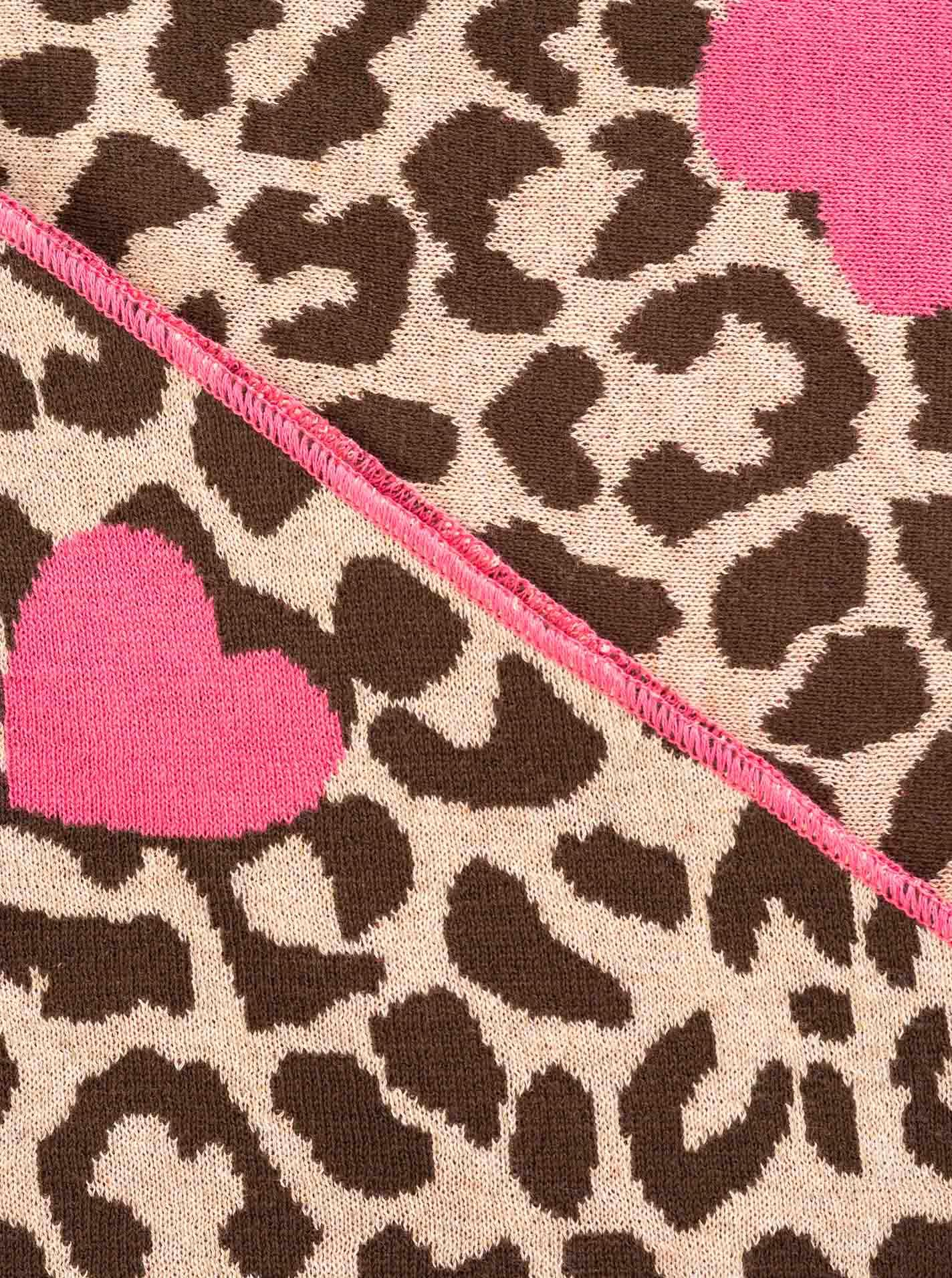 Zwillingsherz Dreieckstuch für Damen Frauen – Leo Herz Muster – Halstuch Umschlagtuch Schultertuch – weicher Baumwollmix – großer leichter Damenschal für jede Jahreszeit